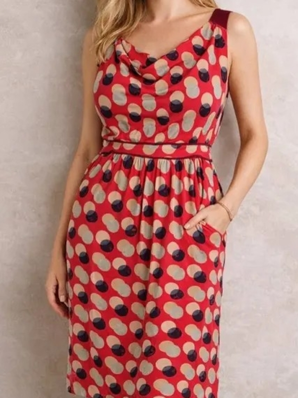 Moulinette Souers Anthropologie Red Polka Dot Sleeveless Silk Dress